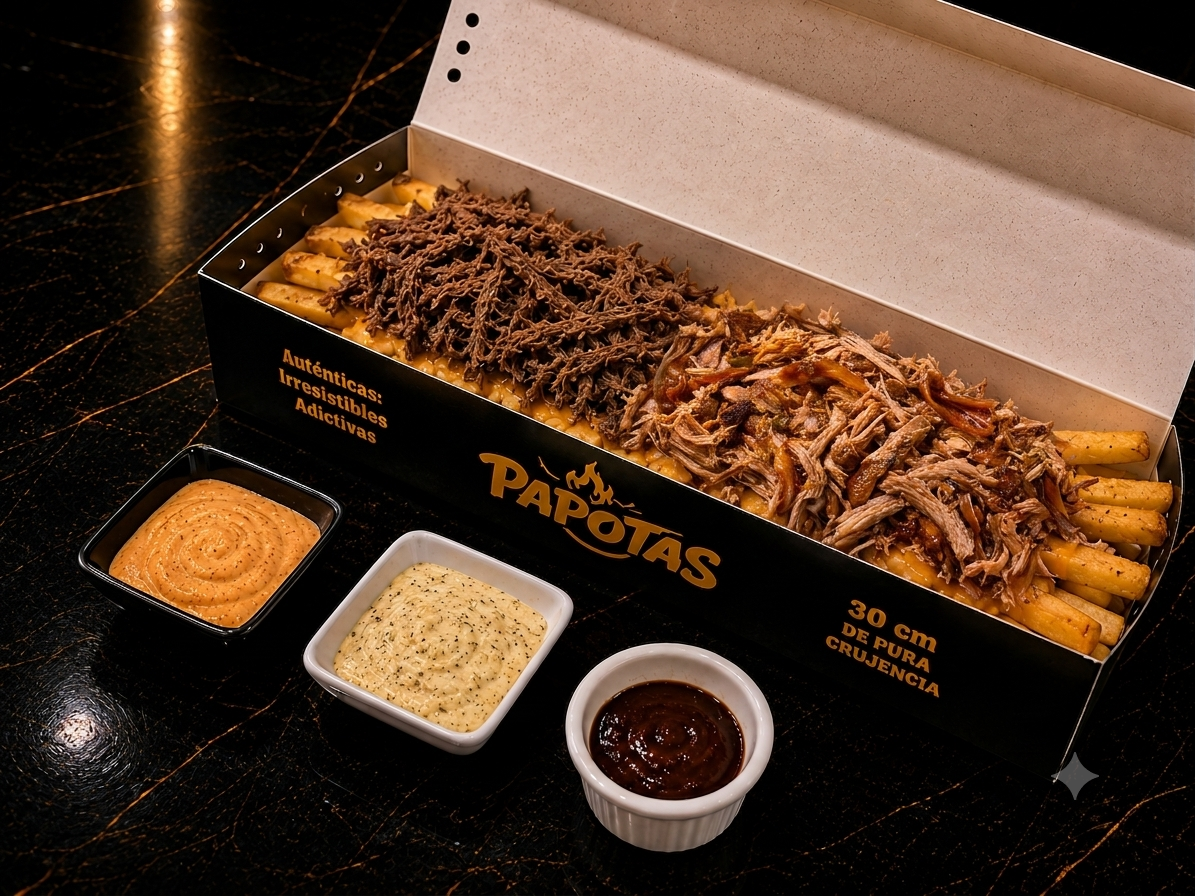 PAPOTAS DUO MEAT (carne + pulled pork)